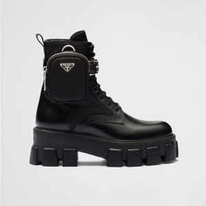 Prada Monolith leather and Re-Nylon boots with pouch